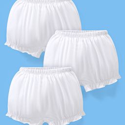 Babyhug 100% Cotton Solid Colour Bloomers Pack of 3 - White-picture-22