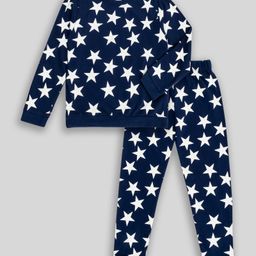 Unicorn Full Sleeves All Over Stars Printed Tee With Coordinating Pyjama - Blue-image-98