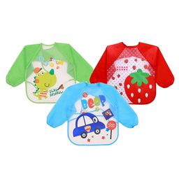 Fantasy India  Long Sleeve Waterproof Cartoon Animals Print Feeding Bibs  Pack of 3 - (Color & Print May Vary)-14