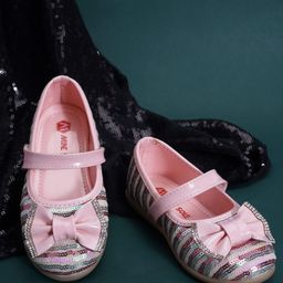 Mine Sole Sequin & Bow Detailed Ballerinas - Pink-image-77