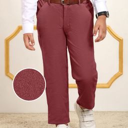Mark & Mia Woven Full Length Solid Colour Party Trouser - Maroon-image-33