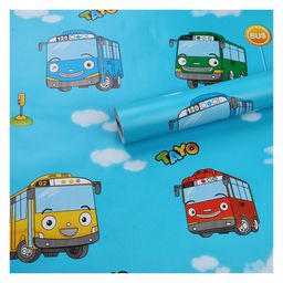 JAAMSO ROYALS Cartoon Tayo Motif Wallpaper Self Adhesive Peel and Stick Decoration (200CM x 45CM)-image-78