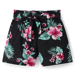 CrayonFlakes Rayon Floral Printed Belted Shorts - Black-image-85