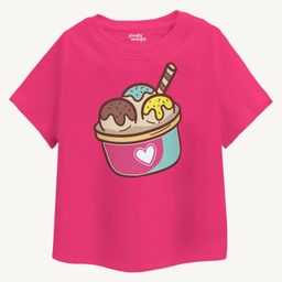Guugly Wuugly Pure Combed Cotton Half Sleeves Skin Friendly Ice Cream Printed Tee - Pink-image-87