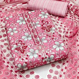 Panzora Floral Printed Sequinned Unstitched Dress Material-12