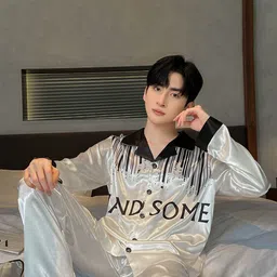 StyleCast Printed Lapel Collar Long Sleeves Shirt With Pyjama-image-63