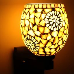 KINIS Brown & Green Printed Abstract Shaped Wooden Wall Lamp-21