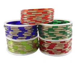ZULKA Set Of 46 Glass Sleek & Glossy Finish Bangles-picture-46