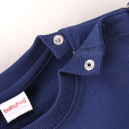 Babyhug Full Sleeves Sweatshirt With frill and Deer Print Along With Sequence - Blue image 3