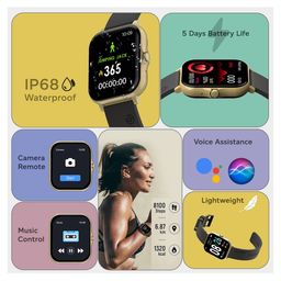 pTron Pulsefit P261 Bluetooth Calling Smartwatch With 1.7 Full Touch Color Display - Black & Gold image 3