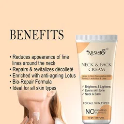Newsio Neck Back Cream Removes Fine Lines & Tanning With Lactic Acid - 50 g image 2