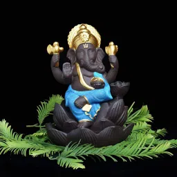 CRAFTAM Black & Blue Ganesha Smoke Backflow Fountain With 1 Scented Cone-picture-38