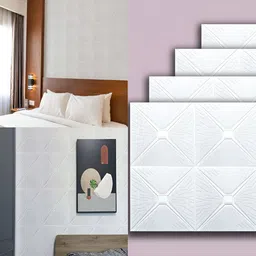 Lukzer 4-Pcs White Self-Adhesive Wall Panels-1