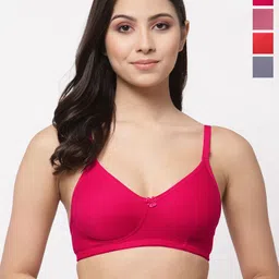 College Girl Cg1301 Women Pack Of 4 Full Coverage Seamless Non Padded T Shirt Bra-picture-22