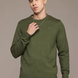 The Roadster Lifestyle Co. Men Self Striped Acrylic Pullover-image-90