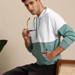 Mast & Harbour Men Colourblocked Hooded Sweatshirt-image-100