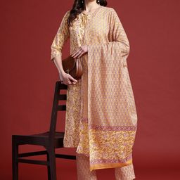 Anouk Women Ethnic Motifs Printed Pure Cotton Kurta with Trousers & Dupatta-10