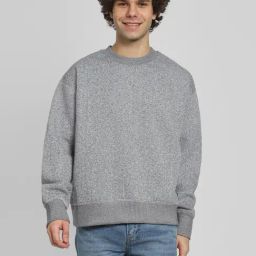 American Eagle Grey Cotton Relaxed fit Textured Sweatshirt-image-20