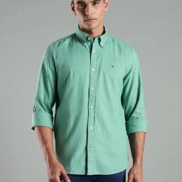 Tommy Hilfiger Green Linen Regular Fit Shirt-picture-6