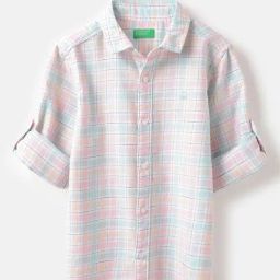United Colors of Benetton Boys Cotton Checkered Shirt-image-75