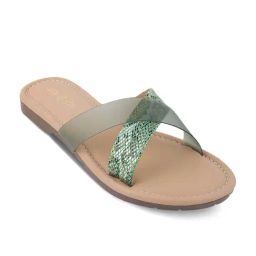 Tresmode Women's Green Cross Strap Sandals-image-31