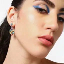 Sohi Silver Plated Party Designer Stone Drop Earrings image 3