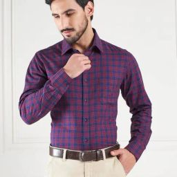 Louis Stitch Blue Cotton Regular Fit Checks Shirt-image-71