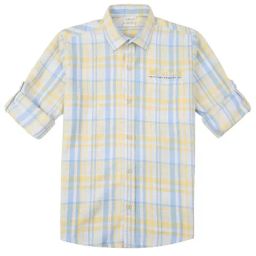 Cavio Boys Yellow Cotton Comfort Fit Chequered Shirt-picture-28