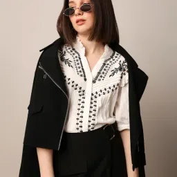 Only White & Black Cotton Embroidered Top-picture-33