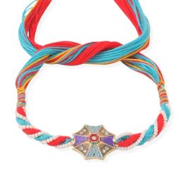 NVR Multicolor Floral Design Artificial Stones & Pearls Thread Rakhi image 2