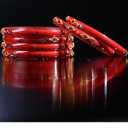 1ST TIME Set Of 24 Red Alloy Artificial Stones & Beads Antique Bangles-picture-49