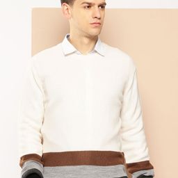 INVICTUS Horizontally Striped Acrylic Pullover with Ribbed Knits-image-10