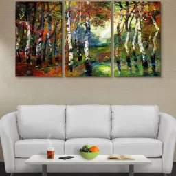 999Store Multicolor Colourful Tree Art 3 Frame Canvas Paintings-11