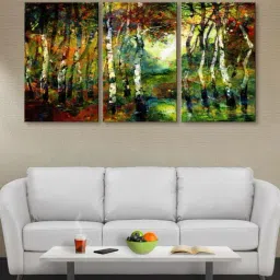 999Store Green Colourful Tree Art 3 Frame Canvas Paintings-28