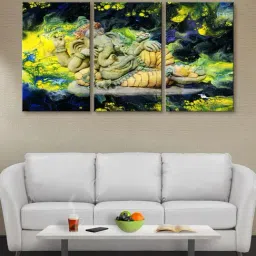 999Store Multicolor Lord Ganesha Art 3 Frame Canvas Paintings-1