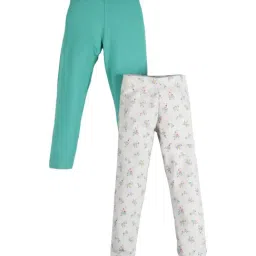 Plum Tree Kids Grey & Green Printed Leggings (Pack of 2)-14