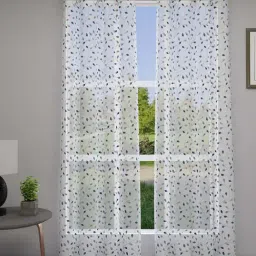 GM White Polyester Curtain - Set of 2-6