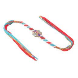 NVR Multicolor Floral Design Artificial Stones & Pearls Thread Rakhi image 3