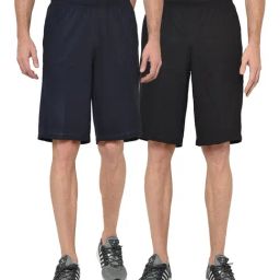 Vimal Jonney Navy & Black Regular Fit Shorts - Pack of 2-image-100