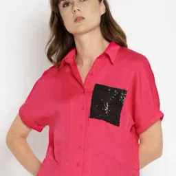 SHAYE Fuchsia Regular Fit Shirt-2