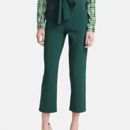 Kazo Green Relaxed Fit Elasticated Crop Pants-image-11
