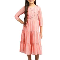 Aurelia Kids Pink Embroidered Dress-image-58