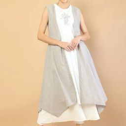 Soch Grey & White Embroidered A Line Kurta with Jacket-image-44
