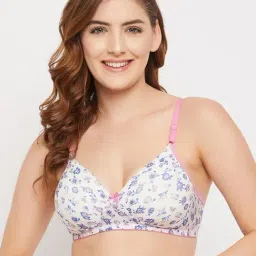 Clovia White & Blue Non Wired Padded T-Shirt Bra-picture-10