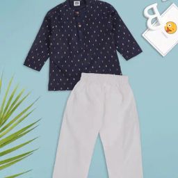 Mee Mee Kids Navy & White Printed Kurta with Pyjamas-image-41