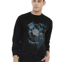Proline Black Cotton Regular Fit Printed Sweatshirt-image-51