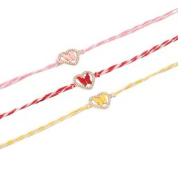 NVR Multicolor Heart Shape Stones Thread Rakhi with Roli Chawal Chandan & Mishri - Set of 3 image 3