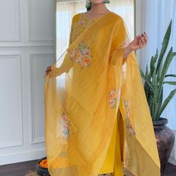 CANIZZARO Women Ethnic Motifs Embroidered Regular Kurta with Trousers & With Dupatta-picture-44