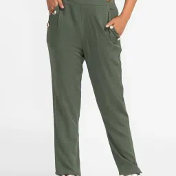 Globus Olive Slim Fit Mid Rise Trousers-10