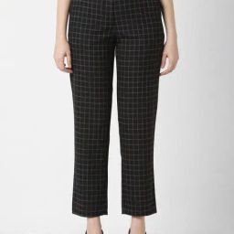 Van Heusen Black Chequered Formal Pants-image-83